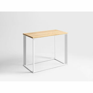 Konzolový stolek s bílým podnožím a dubovou deskou Custom Form Skaden, délka 100 cm