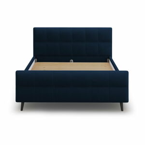 Tmavě modrá čalouněná dvoulůžková postel s roštem 140x200 cm Gigi - Micadoni Home