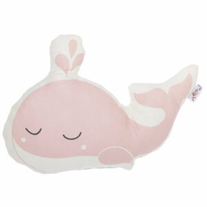 Růžový dětský polštářek s příměsí bavlny Apolena Pillow Toy Whale, 35 x 24 cm