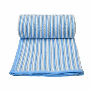 Modro-bílá pletená dětská deka s podílem bavlny T-TOMI Spring, 80 x 100 cm