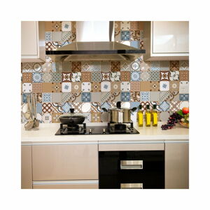 Sada 30 nástěnných samolepek Ambiance Wall Stickers Cement Tiles Azulejos Estefania, 10 x 10 cm
