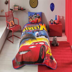 Dětský bavlněný přehoz přes postel s povlakem na polštář Taç Disney Cars Nitroade, 160 x 220 cm