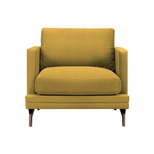 Žluté křeslo s podnožím ve zlaté barvě Windsor & Co Sofas Jupiter