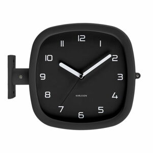 Černé nástěnné hodiny Karlsson Slides, 29 x 24,5 cm