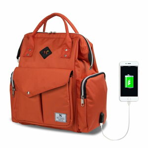 Oranžový batoh pro maminky s USB portem My Valice HAPPY MOM Baby Care Backpack