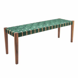 Zelená lavice z akáciového dřeva s nylonovým potahem Leitmotiv Weave