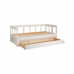 Bílá dětská postel z borovicového dřeva s výsuvným lůžkem s úložným prostorem 90x200 cm PINO – Vipack