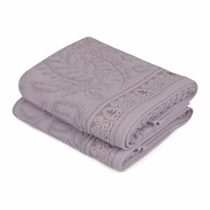 Sada 2 fialových bavlněných ručníků na ruce Catherine, 50 x 90 cm