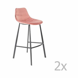 Sada 2 růžových barových židlí se sametovým potahem Dutchbone, výška 106 cm
