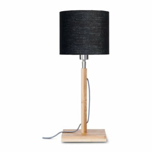 Stolní lampa s černým  stínidlem a konstrukcí z bambusu Good&Mojo Fuji