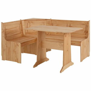 Set rohové lavice a jídelního stolu z masivního borovicového dřeva Støraa Samantha