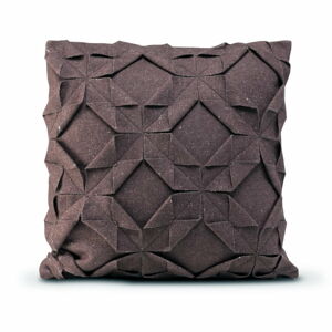 Hnědý vlněný povlak na polštář HF Living Felt Origami, 50 x 50 cm