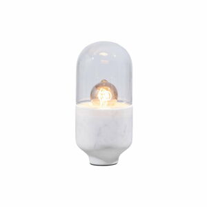 Bílá stolní lampa se skleněným stínidlem (výška 26 cm) Asel – WOOOD