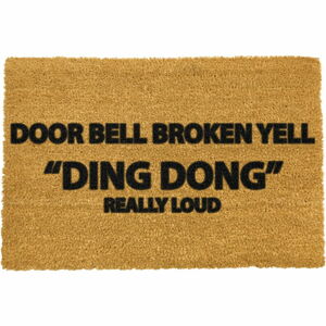 Rohožka z přírodního kokosového vlákna Artsy Doormats Yell Ding Dong, 40 x 60 cm