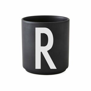 Černý porcelánový šálek Design Letters Alphabet R, 250 ml