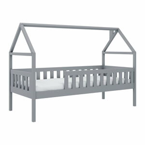 Šedá domečková dětská postel s úložným prostorem 90x190 cm Domi - Lano Meble