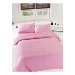Růžový lehký přehoz přes postel Pink Pique, 200  x  235 cm