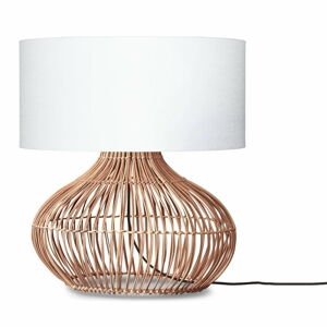 Stolní lampa s textilním stínidlem v bílo-přírodní barvě (výška 60 cm) Kalahari – Good&Mojo