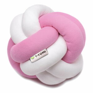Růžovo-bílý bavlněný pletený míč T-TOMI, ø 20 cm