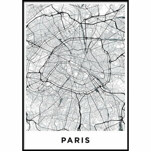 Nástěnný plakát v rámu MAP/PARIS/NO2, 40 x 50 cm