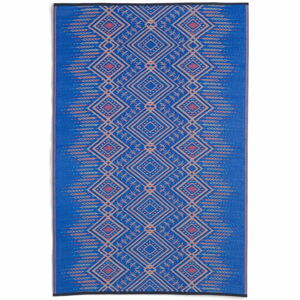 Modrý oboustranný venkovní koberec z recyklovaného plastu Fab Hab Jodhpur Multi Blue, 90 x 150 cm