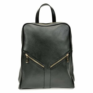 Černý kožený batoh Roberta M, 27 x 34 cm