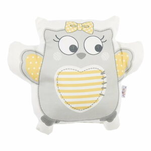Šedý dětský polštářek s příměsí bavlny Apolena Pillow Toy Owl, 32 x 26 cm