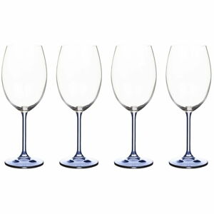 Sada 4 sklenic na víno ze modrého křišťálového skla Bitz Fluidum, 450 ml