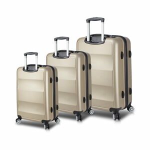 Sada 3 cestovních kufrů na kolečkách s USB porty ve zlaté barvě My Valice LASSO Travel Set