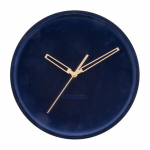 Tmavě modré sametové nástěnné hodiny Karlsson Lush, ø 30 cm