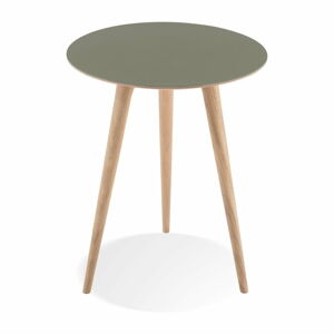 Příruční stolek z dubového dřeva se zelenou deskou Gazzda Arp, ⌀ 45 cm