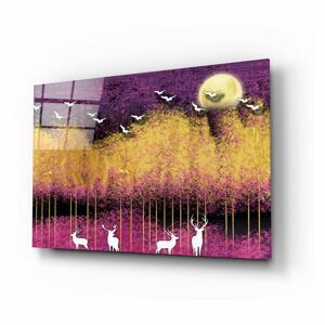 Skleněný obraz Insigne Birds and Deers, 72 x 46 cm