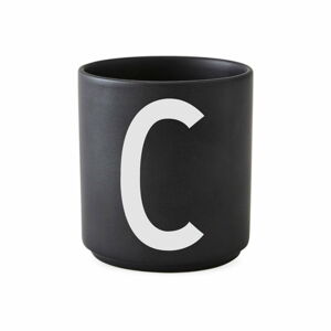 Černý porcelánový šálek Design Letters Alphabet C, 250 ml