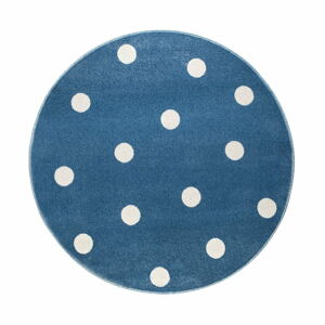 Modrý kulatý koberec s puntíky KICOTI Blue Stars, ø 80 cm