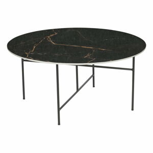 Černý konferenční stůl s porcelánovou deskou WOOOD Vida, ⌀ 80 cm
