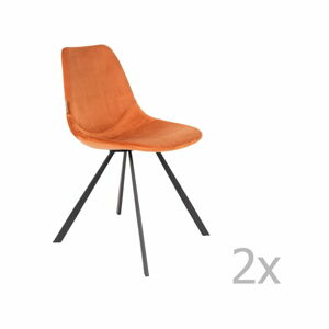 Sada 2 oranžových židlí se sametovým potahem Dutchbone Franky
