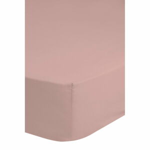 Růžové elastické prostěradlo z bavlněného saténu HIP, 180 x 200 cm