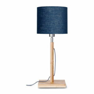 Stolní lampa s modrým  stínidlem a konstrukcí z bambusu Good&Mojo Fuji