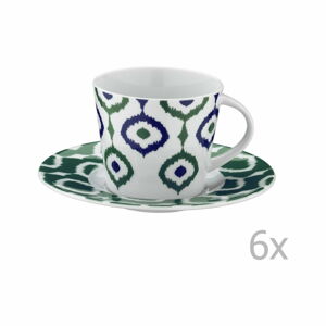 Sada 6 porcelánových hrnků na čaj s podšálky Tatiana