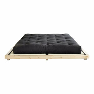 Dvoulůžková postel z borovicového dřeva s matrací a tatami Karup Design Dock Comfort Mat Natural Clear/Black, 180 x 200 cm