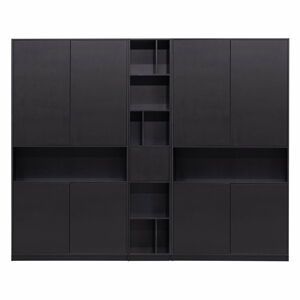 Černá modulární knihovna z borovicového dřeva 260x210 cm Finca – WOOOD
