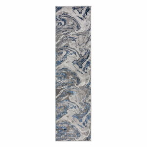 Modro-šedý běhoun Flair Rugs Marbled, 60 x 230 cm