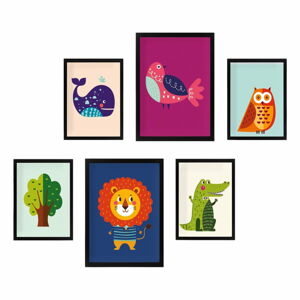 Dětské obrázky v sadě 6 ks 24x44 cm Animals – Wallity