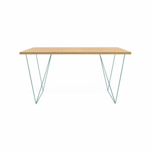 Pracovní stůl se zelenými nohami TemaHome Flow, 75 x 140 cm