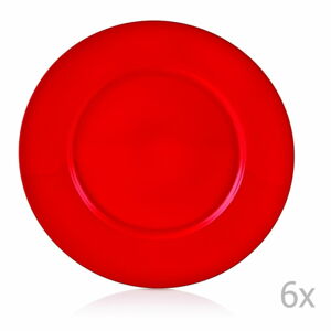 Sada 6 červených porcelánových talířů Efrasia