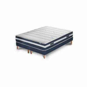 Tmavě modrá postel s matrací a dvojitým boxspringem Stella Cadente Maison Venus Europe, 160 x 200  cm
