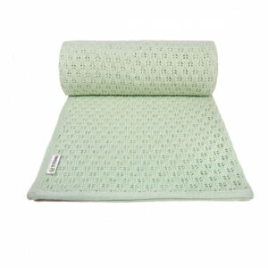 Zelená pletená dětská deka s podílem bavlny T-TOMI Summer, 80 x 100 cm