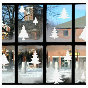 Elektrostatická vánoční samolepka Ambiance Bright White Christmas Trees