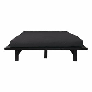 Dvoulůžková postel z borovicového dřeva s matrací Karup Design Blues Comfort Mat Black/Black, 160 x 200 cm