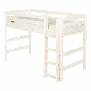 Bílá dětská vyšší postel z borovicového dřeva Flexa Classic, 140 x 200 cm